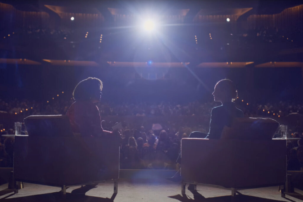 Conversation in auditorium following Bumble’s success in the movie Swiped